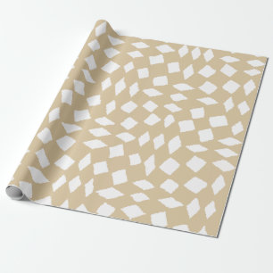 Modern Abstract Retro Beige Chequered Pattern Wrapping Paper