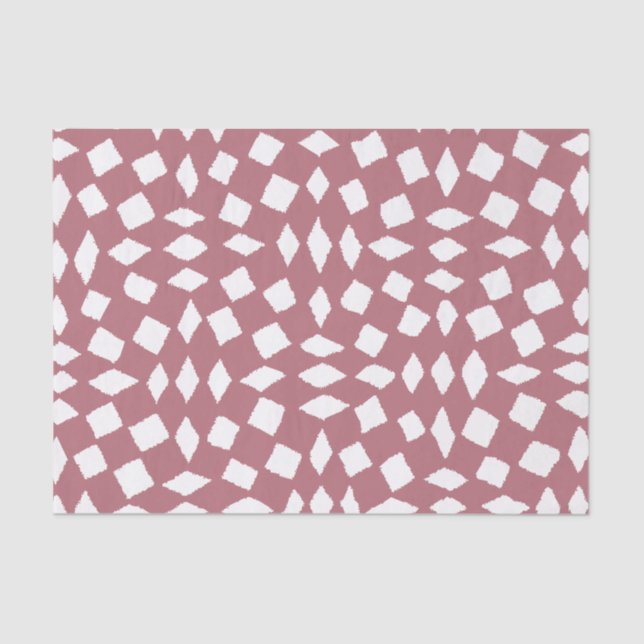 Modern Abstract Retro Rose Gold Chequered Pattern Tissue Paper (Front)