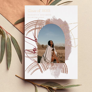 Modern Abstract Rose Gold And Pink Graduate Photo 