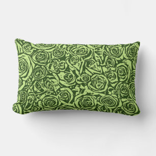 Modern Abstract Rose Pattern, Lime Green Lumbar Cushion