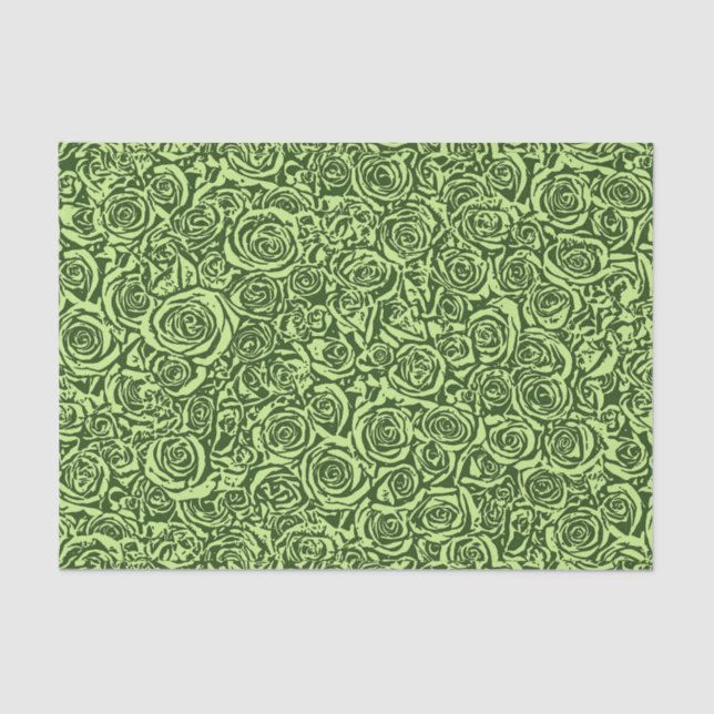 Modern Abstract Rose Pattern, Lime Green Tissue Paper (Front)