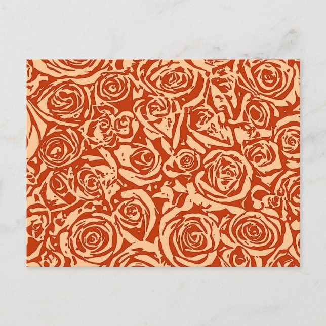 Modern Abstract Rose Pattern, Mandarin Orange Postcard (Front)