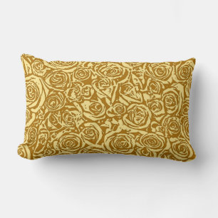Modern Abstract Rose Pattern, Mustard Yellow Lumbar Cushion