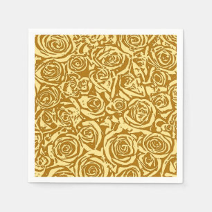 Modern Abstract Rose Pattern, Mustard Yellow Napkin