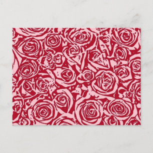 Modern Abstract Rose Pattern, Rose Red and Pink Postcard