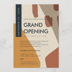 MODERN ABSTRACT RUST ORANGE GRAND OPENING  EVENT INVITATION