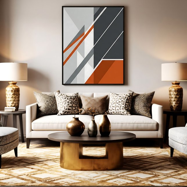 Modern Abstract Rust Orange Grey Canvas Print (Creator Uploaded)