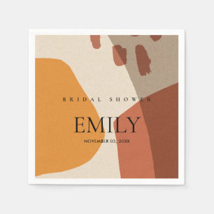 MODERN ABSTRACT RUST YELLOW ARTISTIC BRIDAL SHOWER NAPKIN