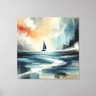 Modern Abstract Sailboat Canvas Print
