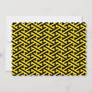 Modern Abstract Sayagata Yellow Black Cross Maze Invitation