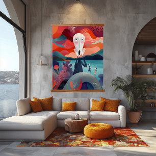Modern Abstract Scream: Vibrant Artistic Twist Hanging Tapestry