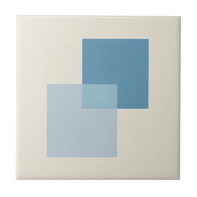 Modern Abstract Shades of Blue, Minimalist Design Tile (Front)
