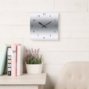Modern abstract shades of silver and grey colours square wall clock