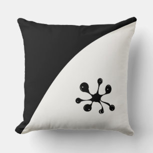 Modern Abstract Shape on Black & White Cushion