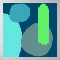 Modern Abstract Shapes Blue Green Art