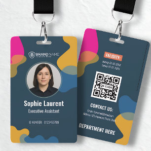 Modern Abstract Shapes Blue Professional Photo ID  ID Badge