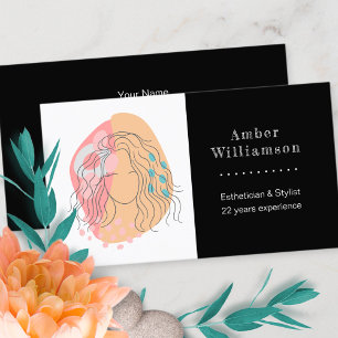 Modern Abstract Shapes Boho Orange Pink Woman Bus Business Card