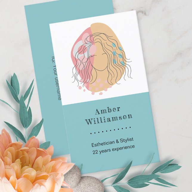 Modern Abstract Shapes Boho Orange Pink Woman Chic Business Card (Creator Uploaded)