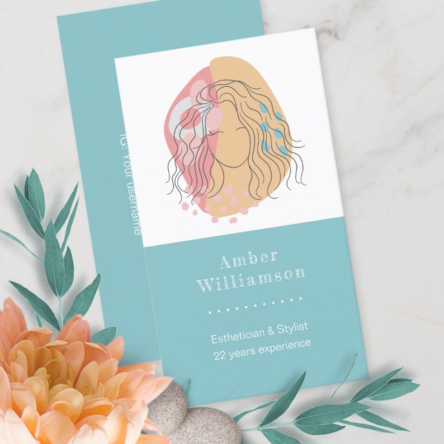 Modern Abstract Shapes Boho Orange Pink Woman Chic Business Card (Creator Uploaded)