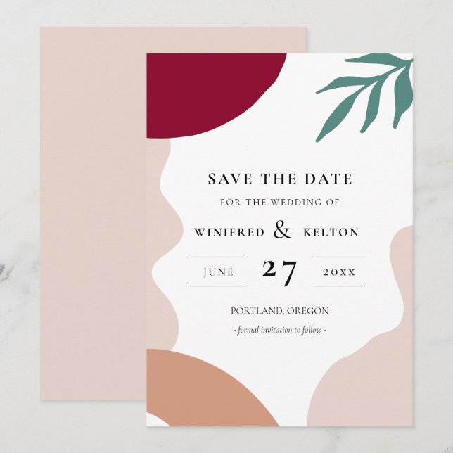 Modern abstract shapes contemporary Save the date Invitation (Front/Back)