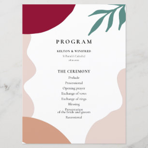 Modern abstract shapes contemporary wedding programme