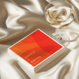 Modern Abstract Shapes Orange Bold Custom Wedding Napkin