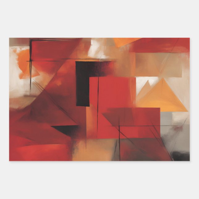 Modern Abstract Shapes Painting Colourful Art Wrapping Paper Sheet (Front)