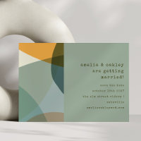 Modern Abstract Shapes Sage Teal Unique Wedding