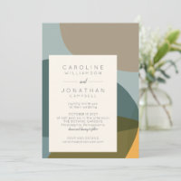 Modern Abstract Shapes Teal Taupe Chic Wedding