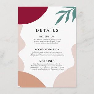 Modern abstract shapes wedding guest information enclosure card