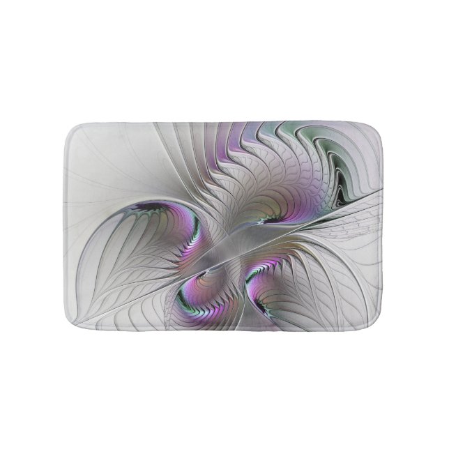 Modern Abstract Shy Fantasy Figure Fractal Art Bath Mat (Front)