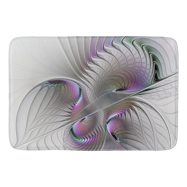 Modern Abstract Shy Fantasy Figure Fractal Art Bath Mat (Front)