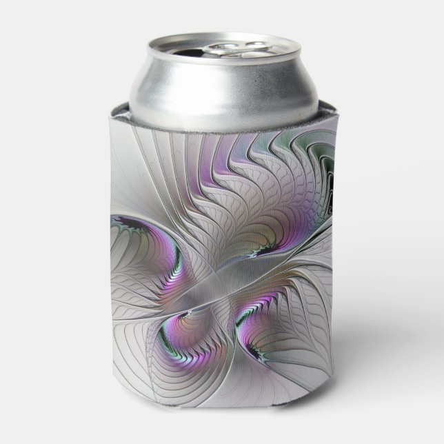 Modern Abstract Shy Fantasy Figure Fractal Art Can Cooler (Can Front)