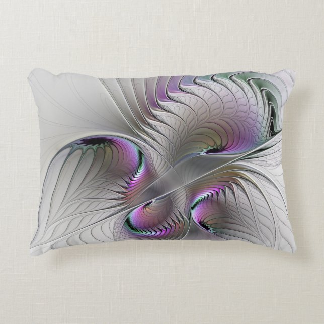 Modern Abstract Shy Fantasy Figure Fractal Art Decorative Cushion (Front)