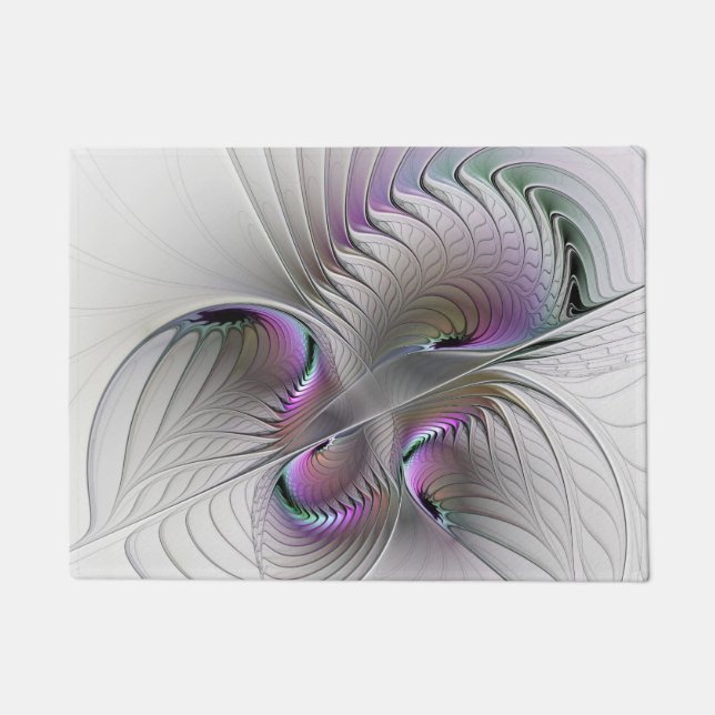 Modern Abstract Shy Fantasy Figure Fractal Art Doormat (Front)