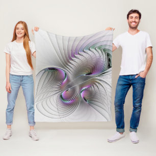 Modern Abstract Shy Fantasy Figure Fractal Art Fleece Blanket