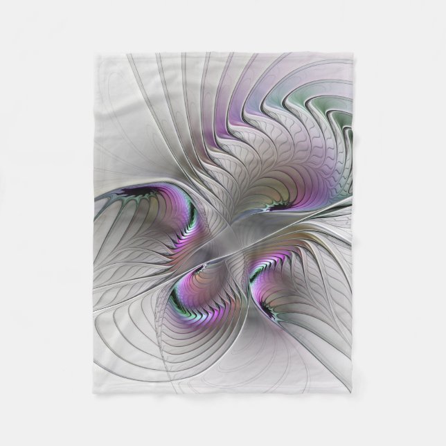Modern Abstract Shy Fantasy Figure Fractal Art Fleece Blanket (Front)