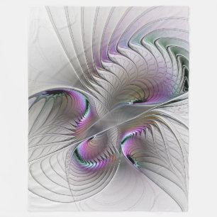 Modern Abstract Shy Fantasy Figure Fractal Art Fleece Blanket