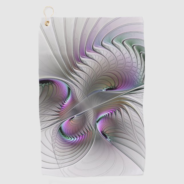 Modern Abstract Shy Fantasy Figure Fractal Art Golf Towel (Front)