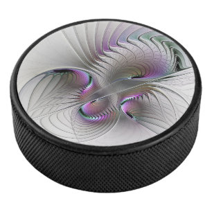 Modern Abstract Shy Fantasy Figure Fractal Art Hockey Puck