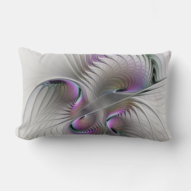Modern Abstract Shy Fantasy Figure Fractal Art Lumbar Cushion (Front)