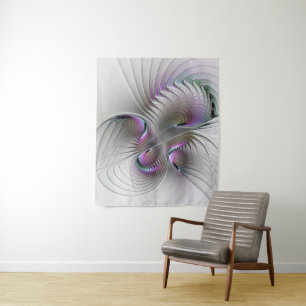 Modern Abstract Shy Fantasy Figure Fractal Art Tapestry