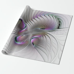 Modern Abstract Shy Fantasy Figure Fractal Art Wrapping Paper
