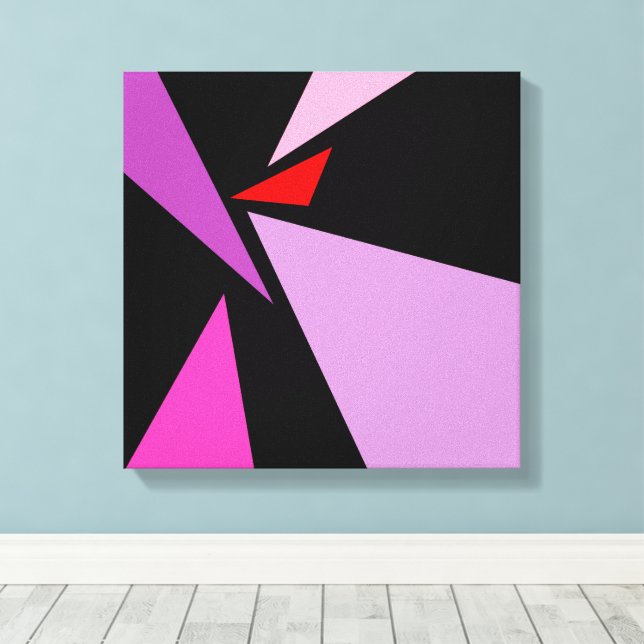 Modern Abstract Simple Geometric Red pink Black Canvas Print (Insitu(Wood Floor))