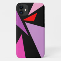 Modern Abstract Simple Geometric Red pink Black