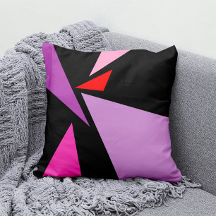 Modern Abstract Simple Geometric Red pink Black Cushion