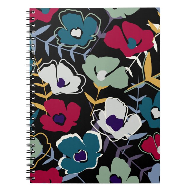 Modern abstract simple little flowers and leaves e notebook (Front)