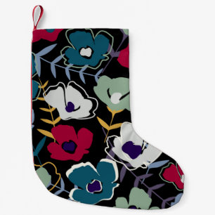Modern abstract simple little flowers and leaves e small christmas stocking