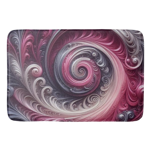 Modern Abstract Simple Swirling Pink and Purple Bath Mat (Front)