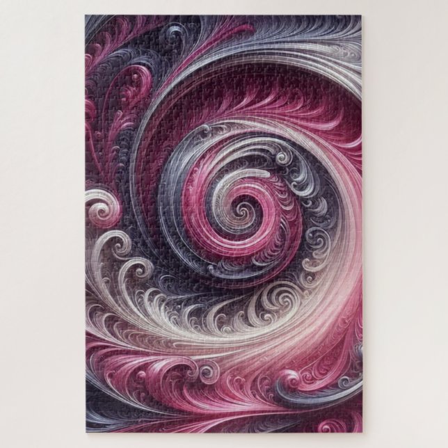 Modern Abstract Simple Swirling Pink and Purple Jigsaw Puzzle (Vertical)